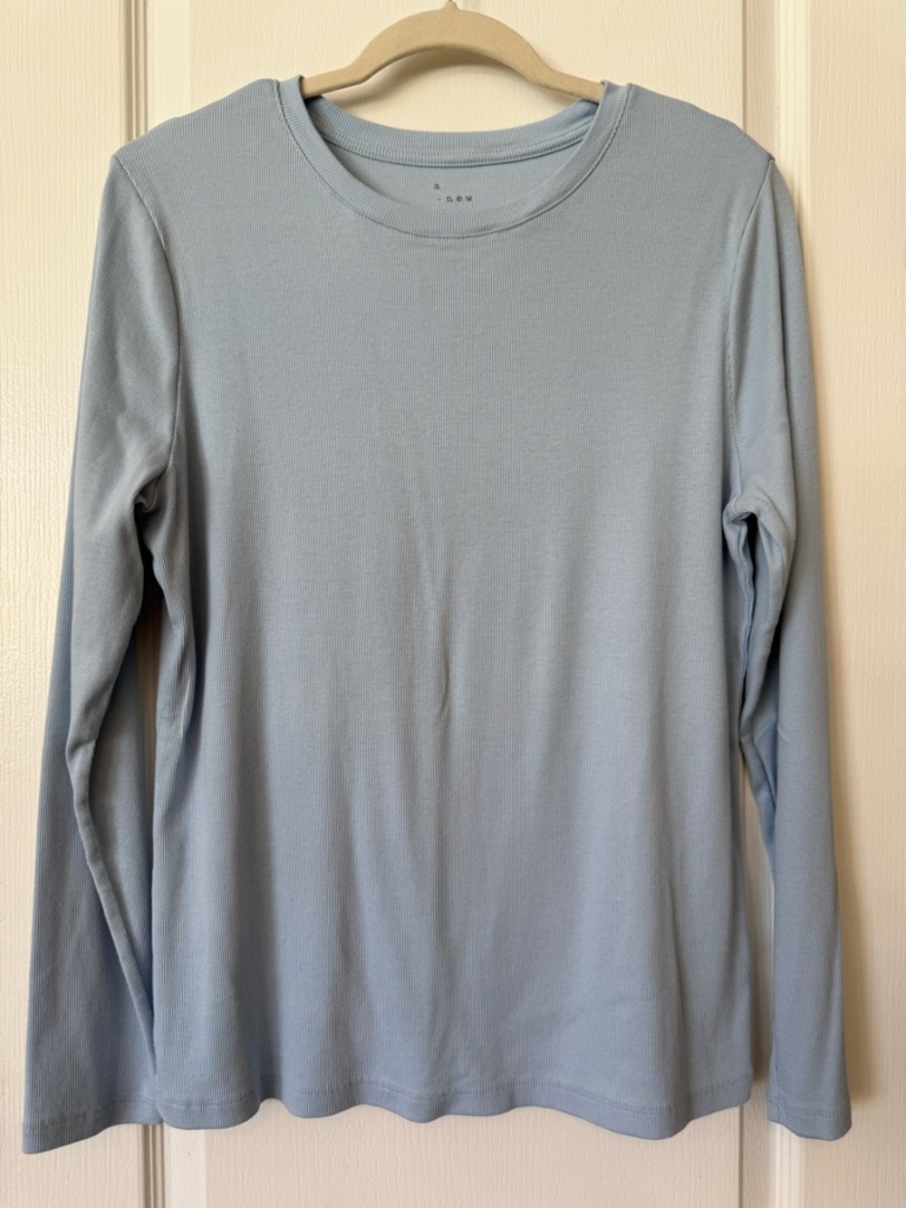 A New Day Ribbed Long Sleeve Top XL Light Blue Stretch Soft Basic  🎉 2 for $20 🎉